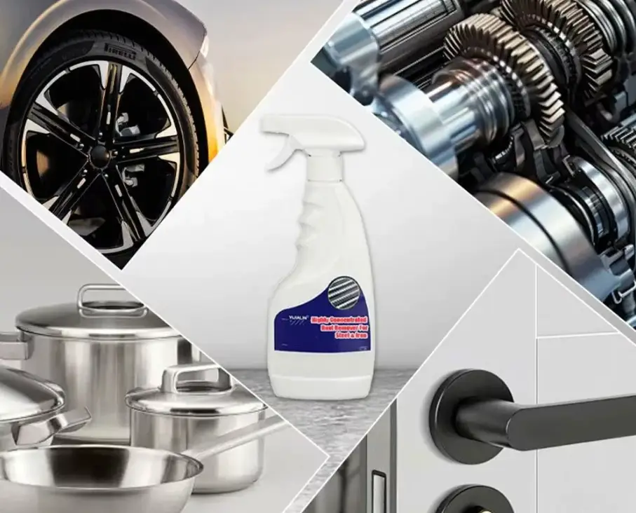 Verschiedene Metallteile vor und nach der Behandlung